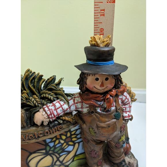 Stained Glass Lamp Light Harvest Welcome Scarecrow Autumn Fall Home Decor Vtg - Picture 5 of 9